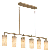 Quoizel Gianna 41in 6-Light Island Chandelier | Contemporary Bronze Gold and Faux Alabaster Resin | Kitchen Island & Dining Room | Model GIA640BGD