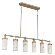 Quoizel Gianna 41in 6-Light Island Chandelier | Contemporary Bronze Gold and Faux Alabaster Resin | Kitchen Island & Dining Room | Model GIA640BGD