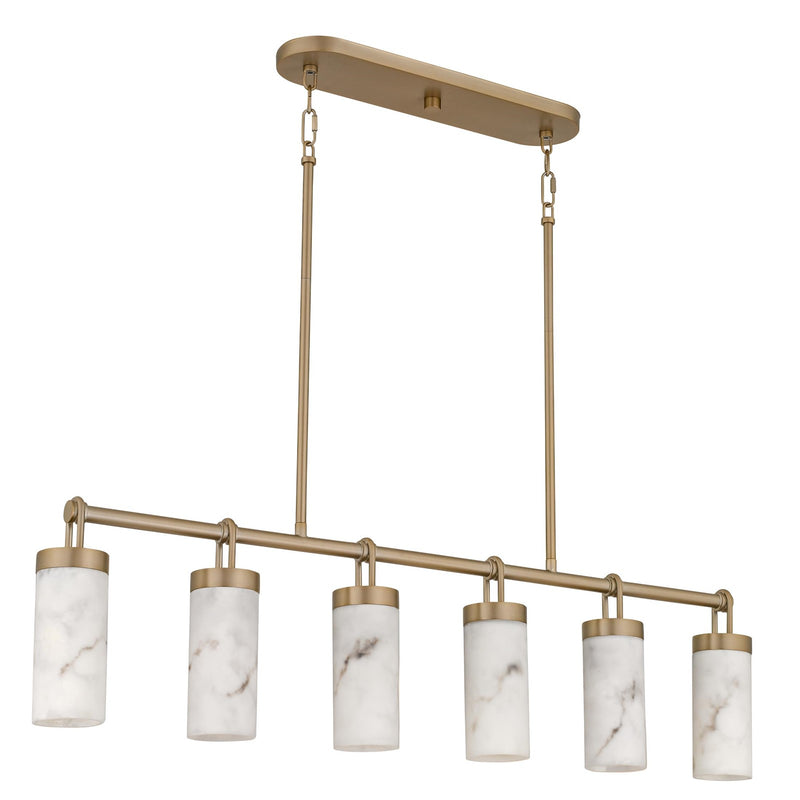 Quoizel Gianna 41in 6-Light Island Chandelier | Contemporary Bronze Gold and Faux Alabaster Resin | Kitchen Island & Dining Room | Model GIA640BGD