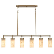 Quoizel Gianna 41in 6-Light Island Chandelier | Contemporary Bronze Gold and Faux Alabaster Resin | Kitchen Island & Dining Room | Model GIA640BGD