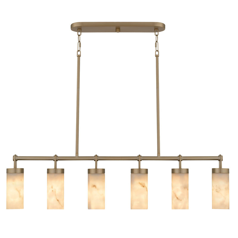 Quoizel Gianna 41in 6-Light Island Chandelier | Contemporary Bronze Gold and Faux Alabaster Resin | Kitchen Island & Dining Room | Model GIA640BGD