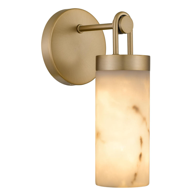 Quoizel Gianna 1-Light Wall Sconce | Contemporary Bronze Gold and Faux Alabaster Resin | Bedroom & Hallway Accent Light | Model GIA8705BGD
