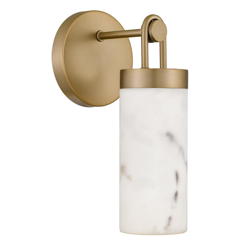 Quoizel Gianna 1-Light Wall Sconce | Contemporary Bronze Gold and Faux Alabaster Resin | Bedroom & Hallway Accent Light | Model GIA8705BGD