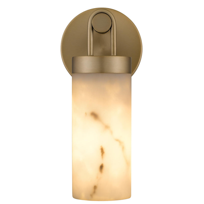 Quoizel Gianna 1-Light Wall Sconce | Contemporary Bronze Gold and Faux Alabaster Resin | Bedroom & Hallway Accent Light | Model GIA8705BGD