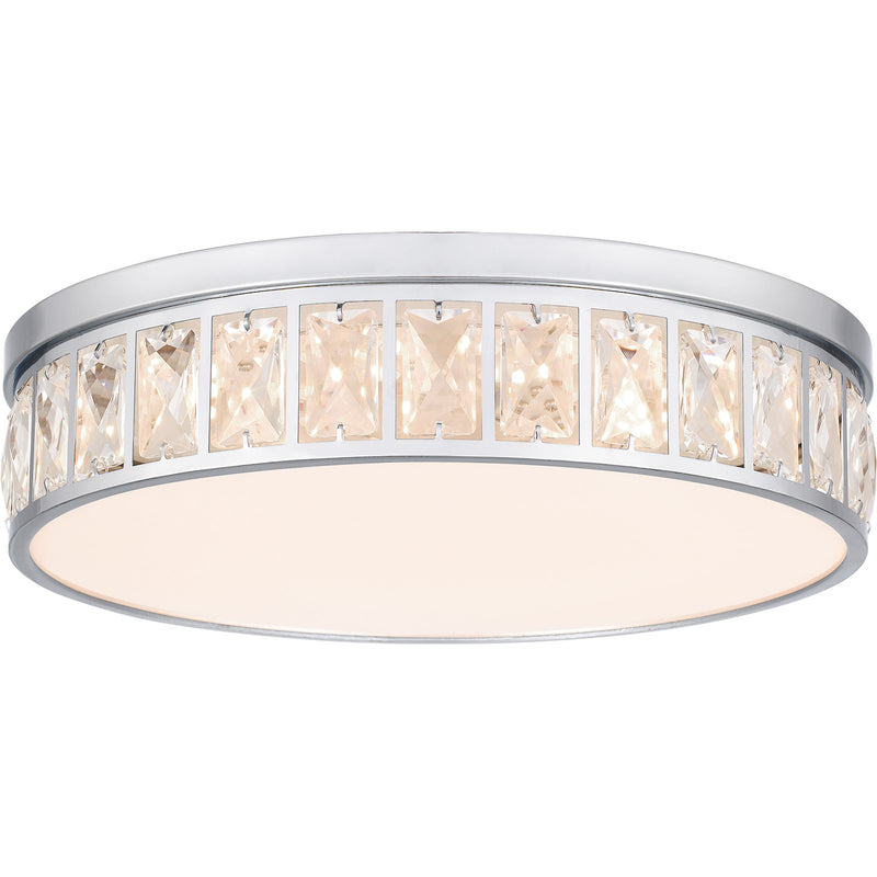Quoizel Gibson 14.75in Flush Mount | Glam Polished Chrome and Clear Crystal Glass | Bedroom & Hallway Ceiling Light | Model GIB1615C