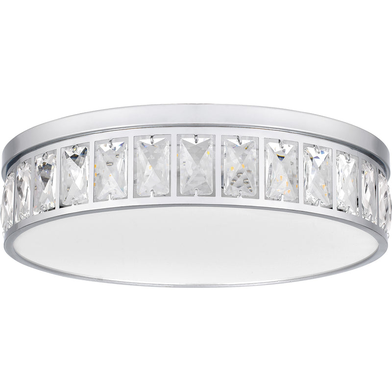 Quoizel Gibson 14.75in Flush Mount | Glam Polished Chrome and Clear Crystal Glass | Bedroom & Hallway Ceiling Light | Model GIB1615C