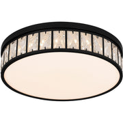 Quoizel Gibson 14.75in Flush Mount | Glam Matte Black and Clear Crystal Glass | Bedroom & Hallway Ceiling Light | Model GIB1615MBK