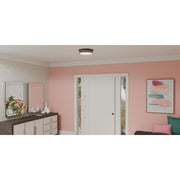 Quoizel Gibson 14.75in Flush Mount | Glam Matte Black and Clear Crystal Glass | Bedroom & Hallway Ceiling Light | Model GIB1615MBK