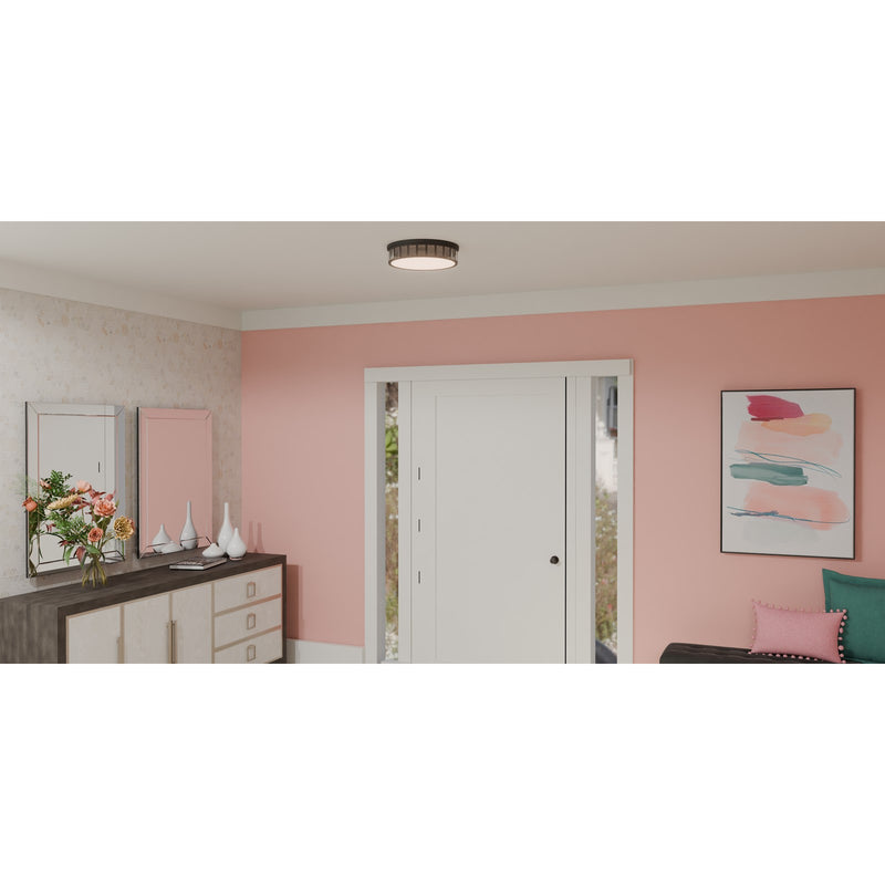 Quoizel Gibson 14.75in Flush Mount | Glam Matte Black and Clear Crystal Glass | Bedroom & Hallway Ceiling Light | Model GIB1615MBK