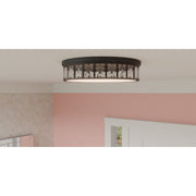Quoizel Gibson 14.75in Flush Mount | Glam Matte Black and Clear Crystal Glass | Bedroom & Hallway Ceiling Light | Model GIB1615MBK