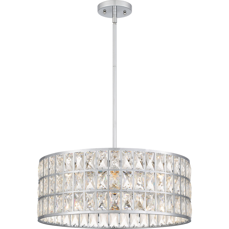 Quoizel Gibson 20in 4-Light Pendant | Glam Polished Chrome and Clear Crystal Glass | Kitchen Island & Dining Room | 20 x 20 x 8.75 in | Model GIB2820C