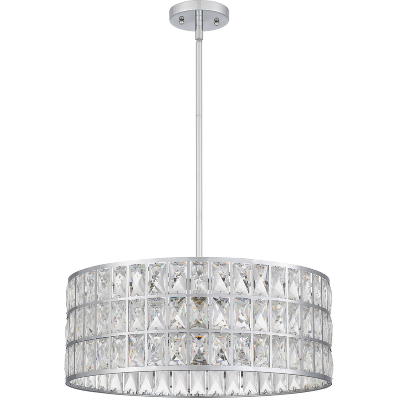 Quoizel Gibson 20in 4-Light Pendant | Glam Polished Chrome and Clear Crystal Glass | Kitchen Island & Dining Room | 20 x 20 x 8.75 in | Model GIB2820C