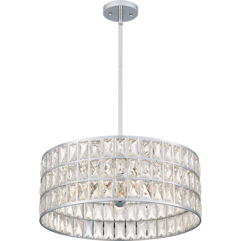 Quoizel Gibson 20in 4-Light Pendant | Glam Polished Chrome and Clear Crystal Glass | Kitchen Island & Dining Room | 20 x 20 x 8.75 in | Model GIB2820C