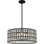 Quoizel Gibson 20in 4-Light Pendant | Glam Matte Black and Clear Crystal Glass | Kitchen Island & Dining Room | 20 x 20 x 8.75 in | Model GIB2820MBK
