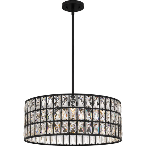 Quoizel Gibson 20in 4-Light Pendant | Glam Matte Black and Clear Crystal Glass | Kitchen Island & Dining Room | 20 x 20 x 8.75 in | Model GIB2820MBK