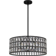 Quoizel Gibson 20in 4-Light Pendant | Glam Matte Black and Clear Crystal Glass | Kitchen Island & Dining Room | 20 x 20 x 8.75 in | Model GIB2820MBK