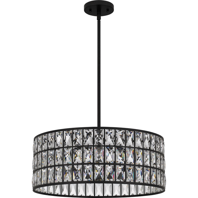 Quoizel Gibson 20in 4-Light Pendant | Glam Matte Black and Clear Crystal Glass | Kitchen Island & Dining Room | 20 x 20 x 8.75 in | Model GIB2820MBK