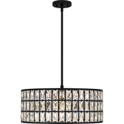 Quoizel Gibson 20in 4-Light Pendant | Glam Matte Black and Clear Crystal Glass | Kitchen Island & Dining Room | 20 x 20 x 8.75 in | Model GIB2820MBK
