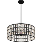 Quoizel Gibson 20in 4-Light Pendant | Glam Matte Black and Clear Crystal Glass | Kitchen Island & Dining Room | 20 x 20 x 8.75 in | Model GIB2820MBK