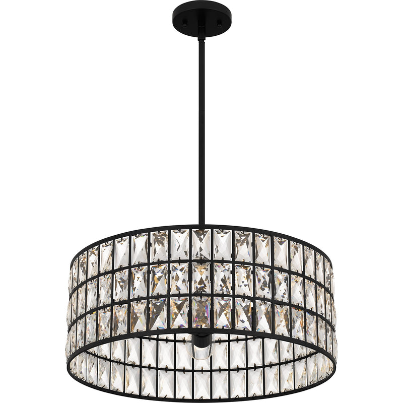 Quoizel Gibson 20in 4-Light Pendant | Glam Matte Black and Clear Crystal Glass | Kitchen Island & Dining Room | 20 x 20 x 8.75 in | Model GIB2820MBK