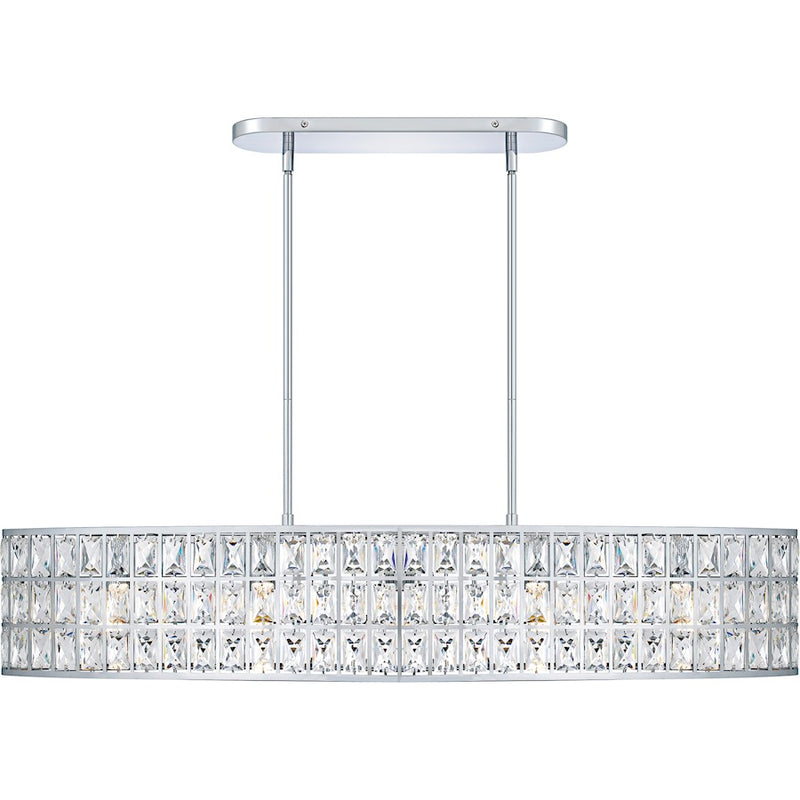 Quoizel Gibson 5Lt Island Light, Polished Chrome/Clear Crystal