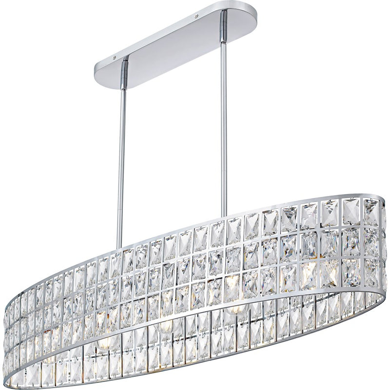 Quoizel Gibson 5Lt Island Light, Polished Chrome/Clear Crystal
