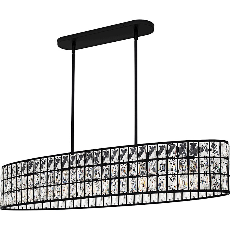 Quoizel Gibson 5Light Island Light, Matte Black/Clear Crystal Glass - GIB542MBK