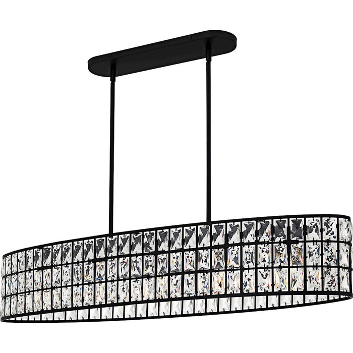 Quoizel Gibson 5Light Island Light, Matte Black/Clear Crystal Glass - GIB542MBK