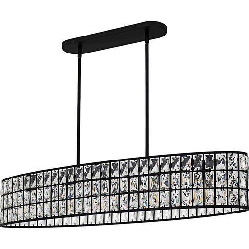 Quoizel Gibson 5Light Island Light, Matte Black/Clear Crystal Glass