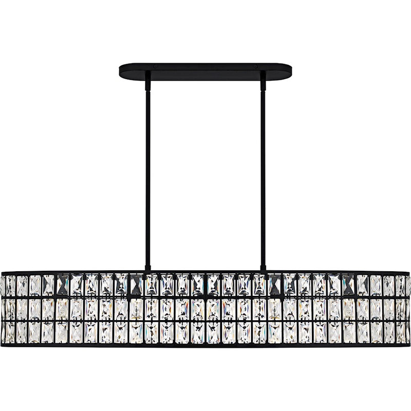 Quoizel Gibson 5Light Island Light, Matte Black/Clear Crystal Glass