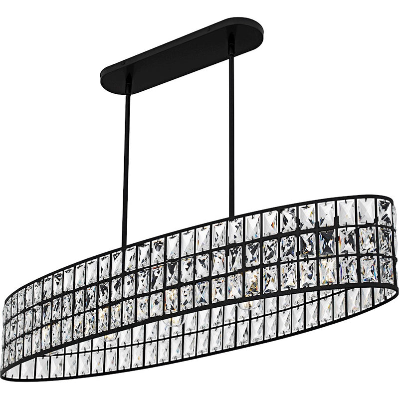 Quoizel Gibson 5Light Island Light, Matte Black/Clear Crystal Glass