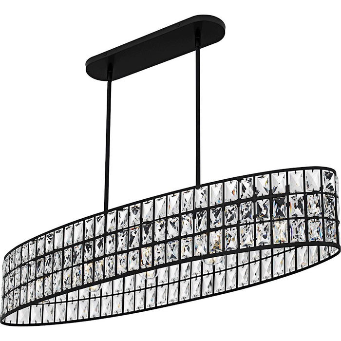 Quoizel Gibson 5Light Island Light, Matte Black/Clear Crystal Glass