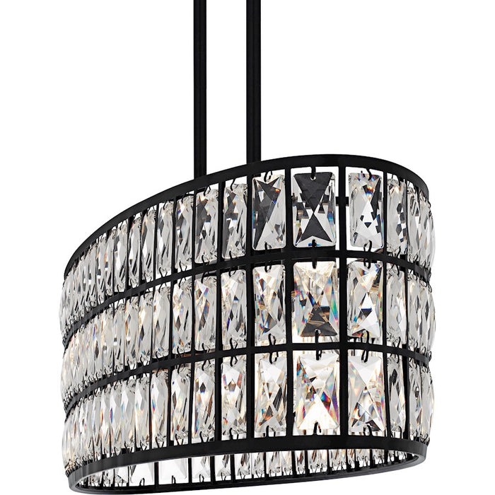 Quoizel Gibson 5Light Island Light, Matte Black/Clear Crystal Glass