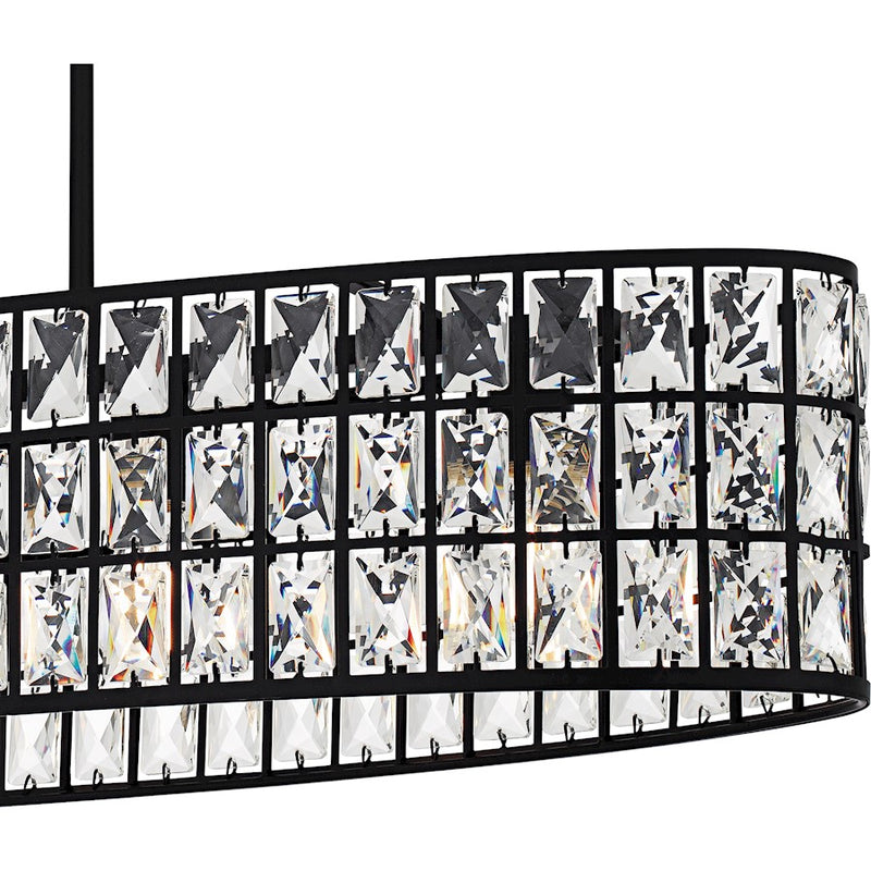 Quoizel Gibson 5Light Island Light, Matte Black/Clear Crystal Glass