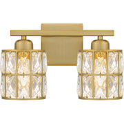 Quoizel Gibson 13in 2-Light Vanity Light | Glam Aged Brass and Clear Crystal Glass | Bathroom Vanity | 13 x 6.25 x 8 in | Model GIB8613AB