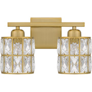Quoizel Gibson 13in 2-Light Vanity Light | Glam Aged Brass and Clear Crystal Glass | Bathroom Vanity | 13 x 6.25 x 8 in | Model GIB8613AB