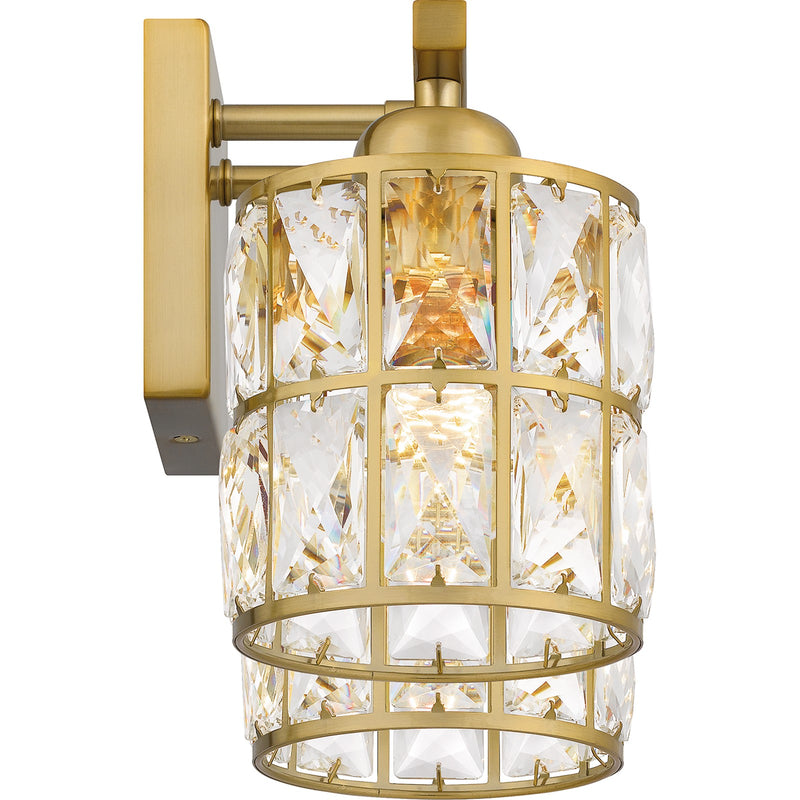 Quoizel Gibson 13in 2-Light Vanity Light | Glam Aged Brass and Clear Crystal Glass | Bathroom Vanity | 13 x 6.25 x 8 in | Model GIB8613AB