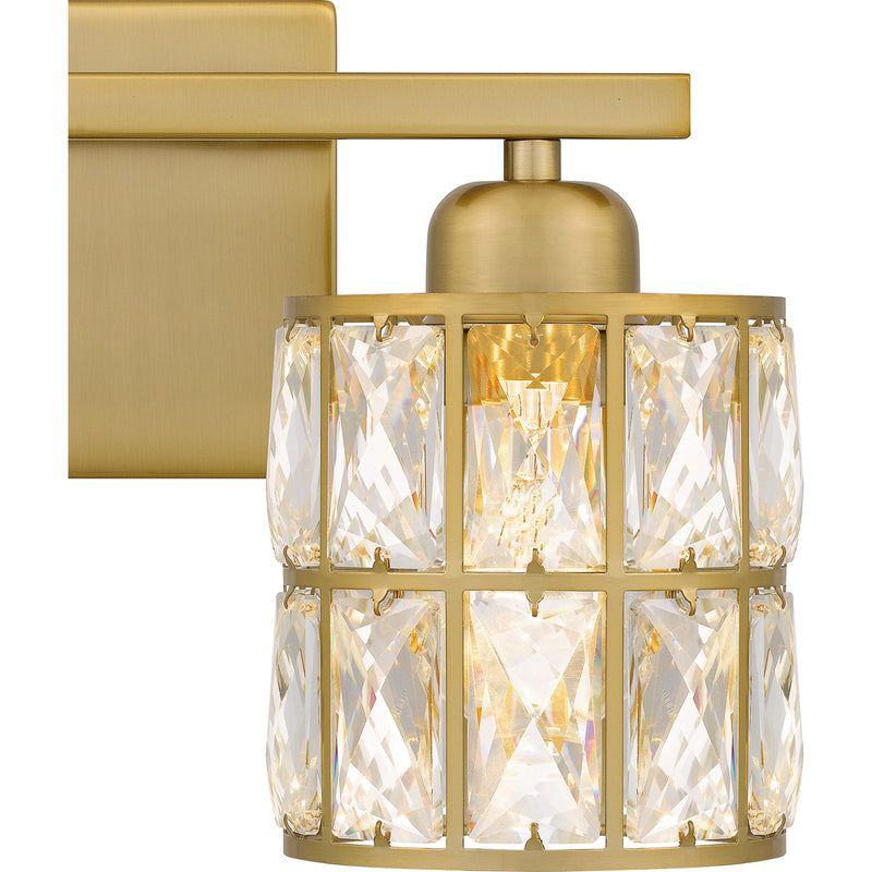 Quoizel Gibson 13in 2-Light Vanity Light | Glam Aged Brass and Clear Crystal Glass | Bathroom Vanity | 13 x 6.25 x 8 in | Model GIB8613AB