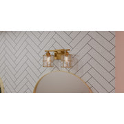 Quoizel Gibson 13in 2-Light Vanity Light | Glam Aged Brass and Clear Crystal Glass | Bathroom Vanity | 13 x 6.25 x 8 in | Model GIB8613AB