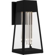 Quoizel Guinn 14in LED Outdoor Wall Lantern | Contemporary Matte Black and Clear Glass | Front Door & Porch | Model GIN8406MBK