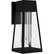 Quoizel Guinn 14in LED Outdoor Wall Lantern | Contemporary Matte Black and Clear Glass | Front Door & Porch | Model GIN8406MBK