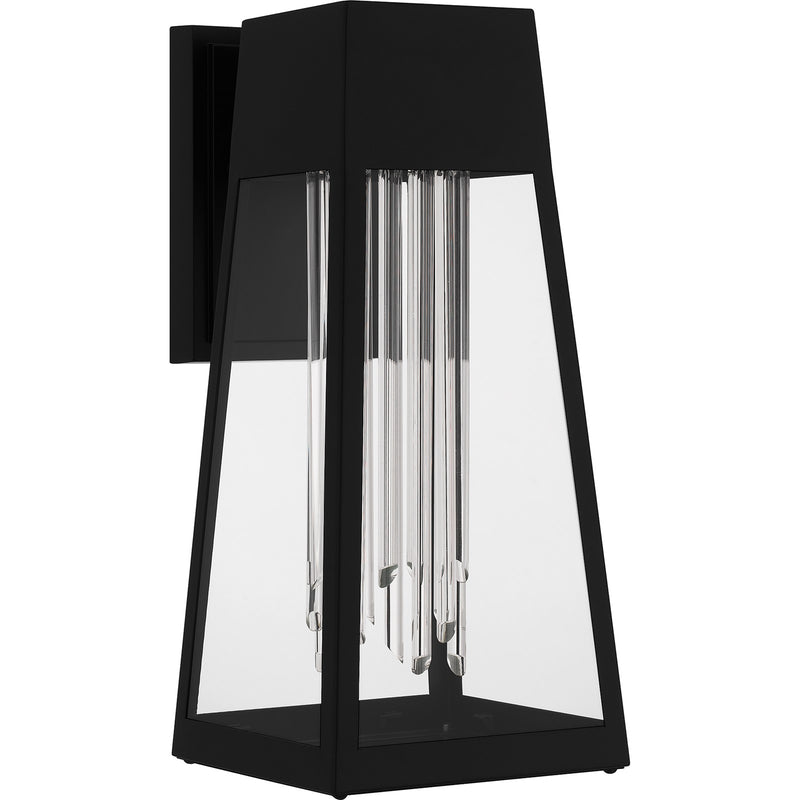 Quoizel Guinn 14in LED Outdoor Wall Lantern | Contemporary Matte Black and Clear Glass | Front Door & Porch | Model GIN8406MBK