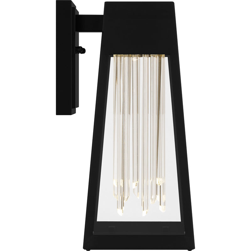 Quoizel Guinn 14in LED Outdoor Wall Lantern | Contemporary Matte Black and Clear Glass | Front Door & Porch | Model GIN8406MBK