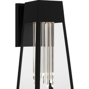 Quoizel Guinn 14in LED Outdoor Wall Lantern | Contemporary Matte Black and Clear Glass | Front Door & Porch | Model GIN8406MBK