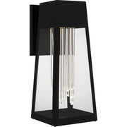 Quoizel Guinn 18in LED Outdoor Wall Lantern | Contemporary Matte Black and Clear Glass | Front Door & Porch | 7.5 x 9.5 x 18 in | Model GIN8407MBK
