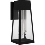 Quoizel Guinn 18in LED Outdoor Wall Lantern | Contemporary Matte Black and Clear Glass | Front Door & Porch | 7.5 x 9.5 x 18 in | Model GIN8407MBK