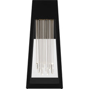 Quoizel Guinn 18in LED Outdoor Wall Lantern | Contemporary Matte Black and Clear Glass | Front Door & Porch | 7.5 x 9.5 x 18 in | Model GIN8407MBK