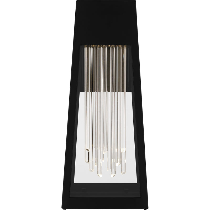 Quoizel Guinn 18in LED Outdoor Wall Lantern | Contemporary Matte Black and Clear Glass | Front Door & Porch | 7.5 x 9.5 x 18 in | Model GIN8407MBK