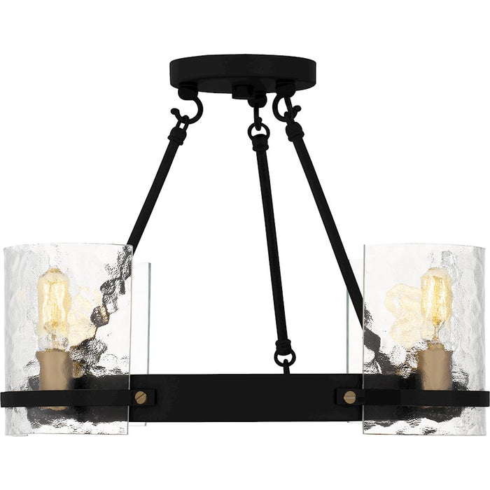 Quoizel Gloucester 4Lt Semi-Flush Mount, Black/Clear Hammered