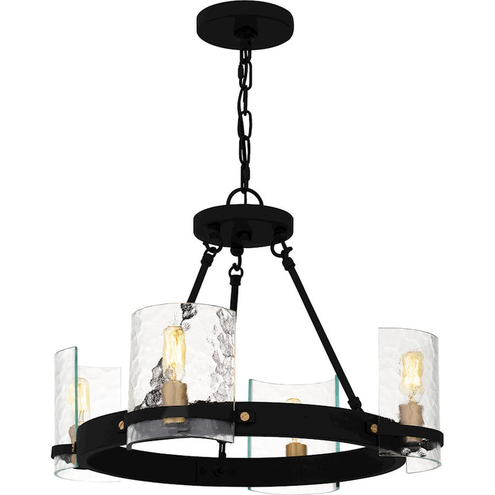 Quoizel Gloucester 4Lt Chandelier, Black/Clear Hammered - GLC5020MBK